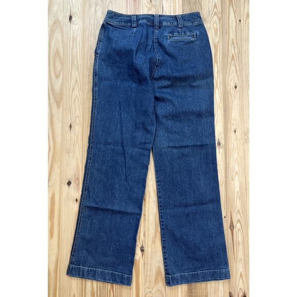 VTG Y2K Duck Head Jeans Women 8 Slash Pocket Wide Leg Denim Trousers Stretch - Picture 2 of 5